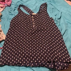Navy blue and white sleeveless top